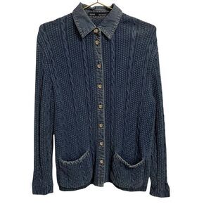 Blue Willi's Classic Vintage Denim Knit Button Down Size MED